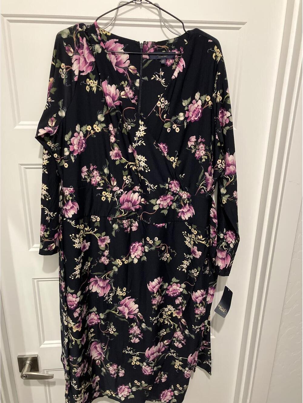 NWT Rachel Rachel Roy Black Floral Wrap Dress Size 2X